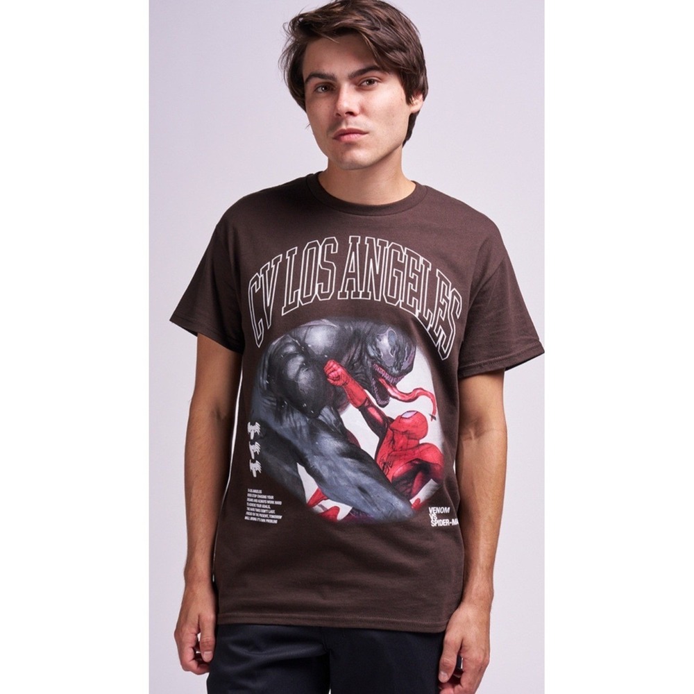 Marvel Venom Spider-Man CV Los‎ Angeles Graphic T-Shirt Brown Mens XL